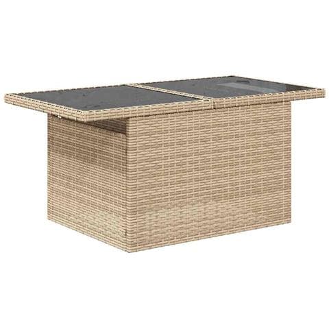 Set di divani da giardino da 10 pezzi con cuscini in polyrattan beige,  Divano da giardino a 2 posti con spazio di archiviazione e cuscini in polyrattan beige - Foto 2