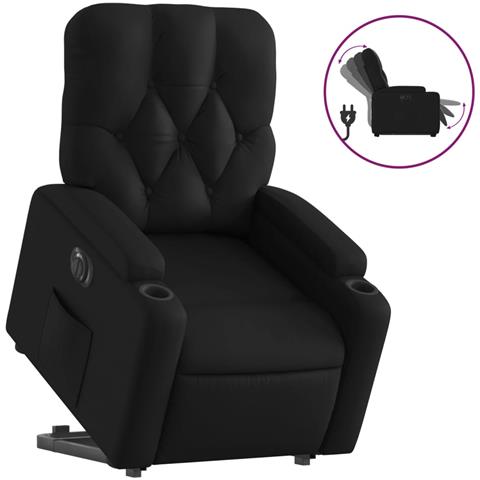 Poltrona Alzapersona Reclinabile Elettrica Nera in Similpelle - Foto 1