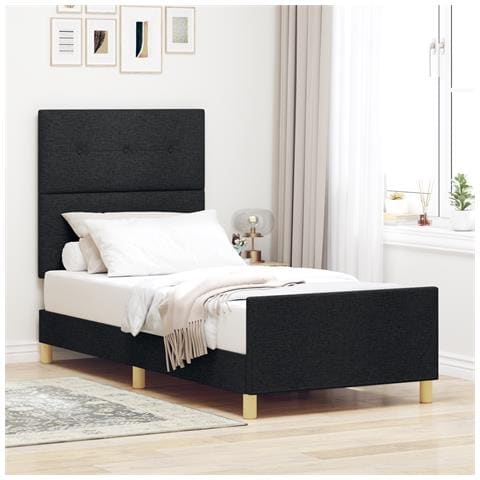 Letto in Tessuto Nero 80x200 cm di - Foto 2