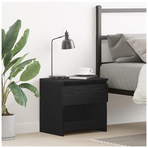 Comodino Nero Rovere 40x30x39 cm in legno ingegnerizzato di - Foto 2