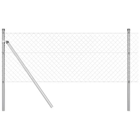 Recinzione a Maglie Metalliche con 7 Pali 0.8x10 m Acciaio Zincato - Foto 1
