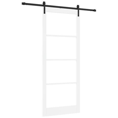 Porta Scorrevole con Set di Hardware 'ORKDAL'in Legno Massello Bianco e Vetro, Porta Interna con Vetro 'ORKDAL'Bianca 93x232x4 cm - Foto 1