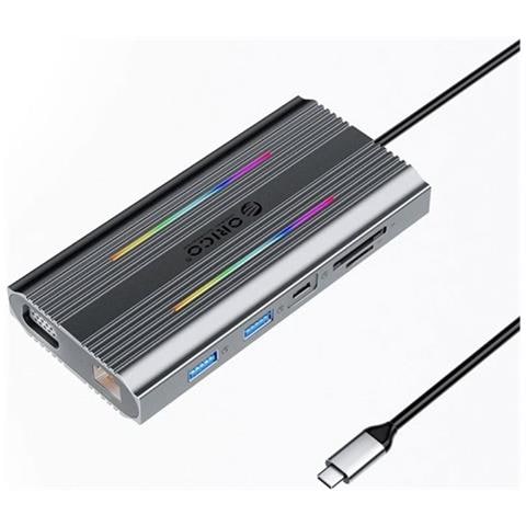 XDR-X1 Docking Station RGB USB-C to USB-C3.0/2*USB3.1/USB2.0/USB-C3.1/2*HDMI /VGA /SD /TF /GLAN - Foto 2