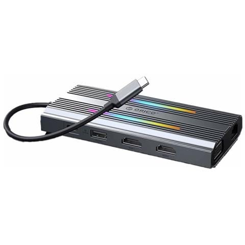 XDR-X1 Docking Station RGB USB-C to USB-C3.0/2*USB3.1/USB2.0/USB-C3.1/2*HDMI /VGA /SD /TF /GLAN - Foto 3