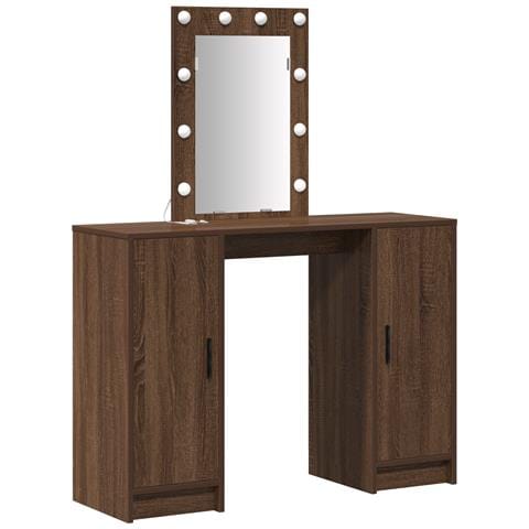 Toeletta con luci LED Rovere Marrone 102x33x135 cm - Foto 1