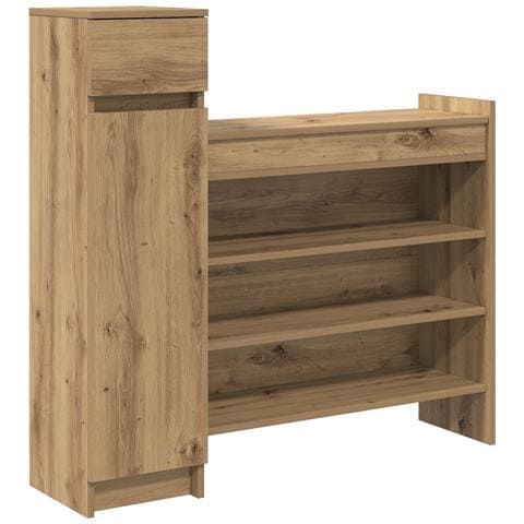 Mobiletto per Scarpe Rovere Artigianale 100.5x28x100 cm Legno Ingegnerizzato - Foto 1