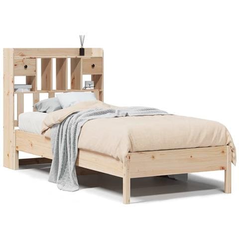 Letto Libreria senza Materasso 90x200 cm Legno Massello Pino - Foto 1