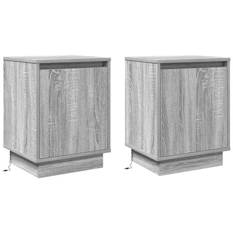 Armadio da Notte con 2 pcs Grigio 39 x 34.5 x 50 cm - Foto 1