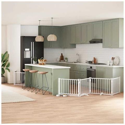 Cancello Cani Porta Pieghevole Bianco 6 Pannelli 480 cm Pioppo - Foto 2