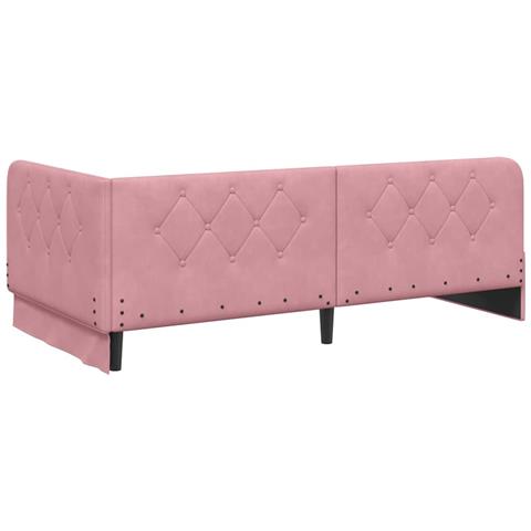 Cornice del letto ad angolo Rosa 100 x 200 cm Velluto - Foto 9