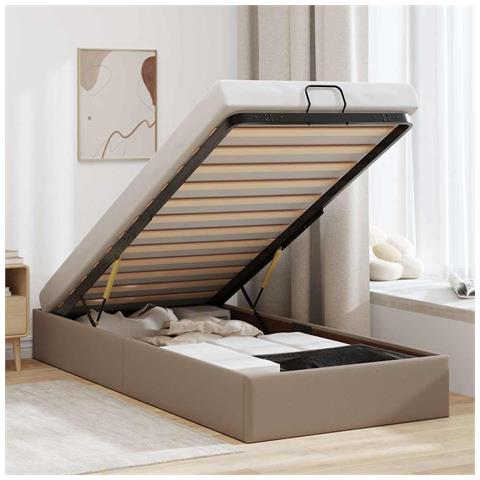 Struttura Letto Pouf senza Materasso 100x200 cm Similpelle - Foto 2