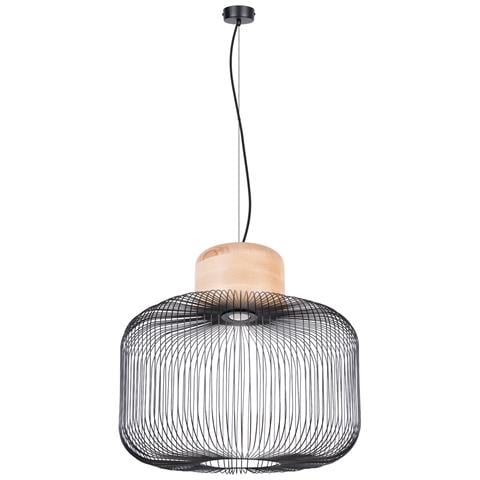 Lampada A Sospensione Gabbia 55 Sl. 1848 - Industriale Lampada A Sospensione Legno Nero /naturale 201x55x55 Cm - Foto 2