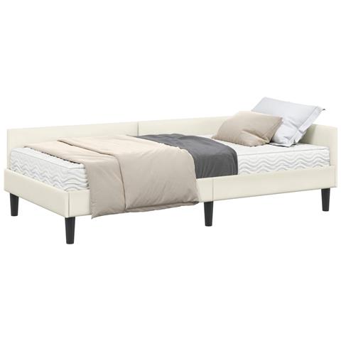 Struttura Letto Angolare con Materasso 2 pcs Crema Velluto - Foto 1