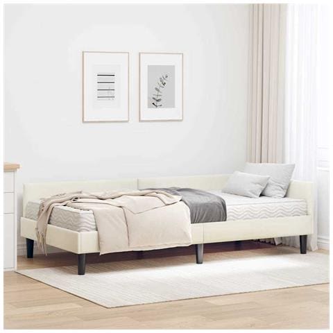 Struttura Letto Angolare con Materasso 2 pcs Crema Velluto - Foto 2