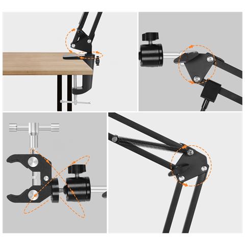 Supporto Universale Con 4 Bracci Flessibili E Morsetti - Precisione E Stabilità | Ideale Per Elettronica E Modellismo | Montaggio Su Banco - Foto 2
