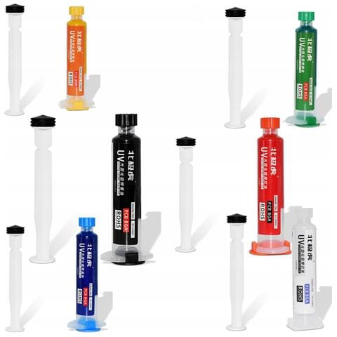 Set Soldermaska 10ml Con Pistone - Colori: Bianco, Nero, Rosso, Verde, Arancione, Blu | Protezione Pcb | Isolamento Elettrico - Foto 1