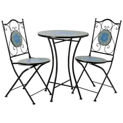 Set Tavolo E 2 Sedie In Metallo Multicolore, 60x60x75h Cm, 38x46x90h Cm - Foto 1