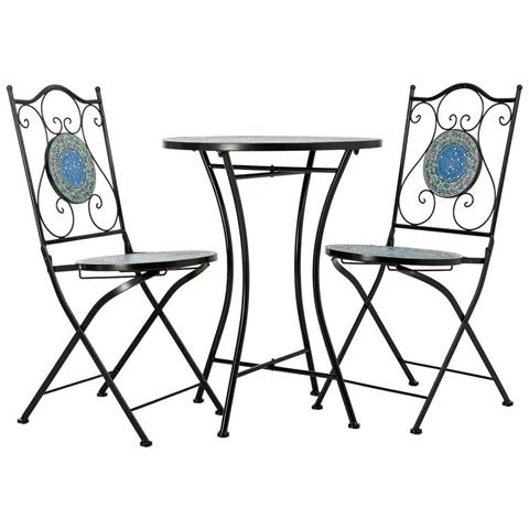 Set Tavolo E 2 Sedie In Metallo Multicolore, 60x60x75h Cm, 38x46x90h Cm - Foto 2