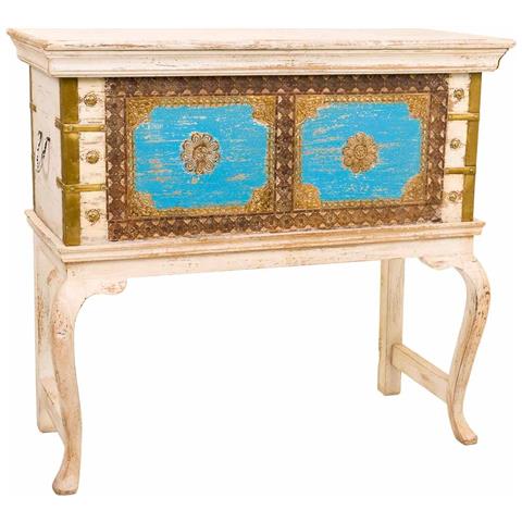Baule Alto In Legno Multicolore 90x40x80 - Foto 1