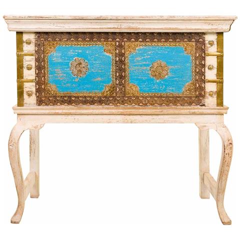 Baule Alto In Legno Multicolore 90x40x80 - Foto 2
