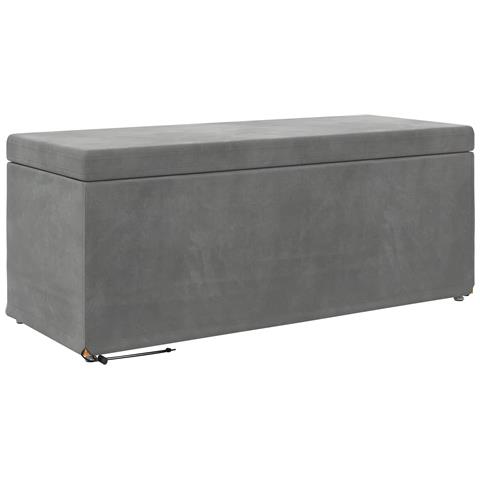 Pouf Grigio scuro Velluto e Legno Ingegnerizzato - Foto 1