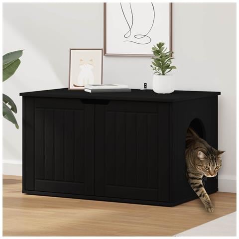 Casa per Gatti Nero 85 x 55 x 50,5 cm Legno multistrato - Foto 2
