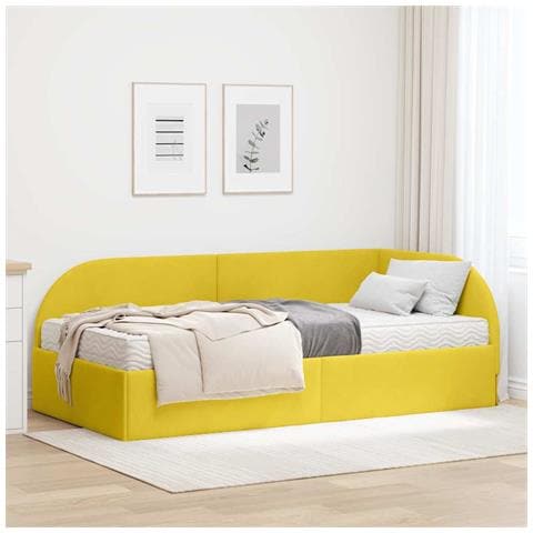 Struttura Letto Angolare con Materasso 2 pcs Giallo Velluto - Foto 2