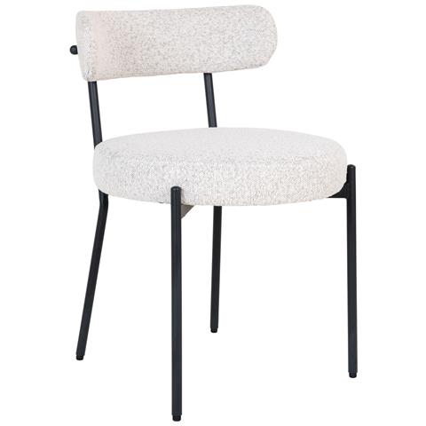 Set 2 Sedie Da Pranzo Badalona In Bouclé Bianco Con Gambe Nere 49x57x72,5 Cm - Foto 1