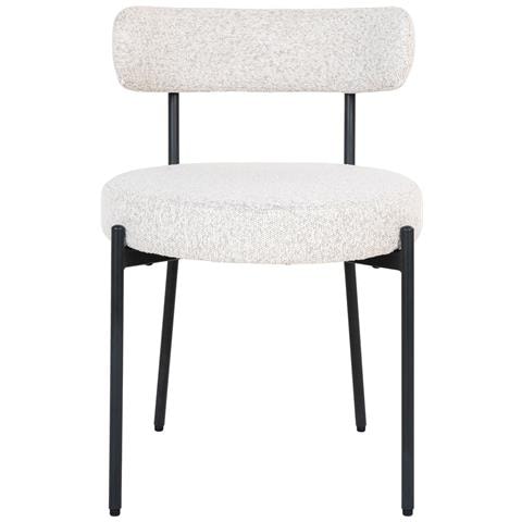 Set 2 Sedie Da Pranzo Badalona In Bouclé Bianco Con Gambe Nere 49x57x72,5 Cm - Foto 2