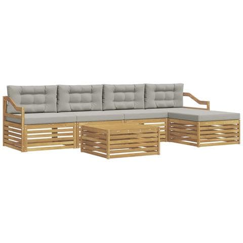 Set di divani da esterno 6 pcs Bianco e Grigio Chiaro - Foto 1