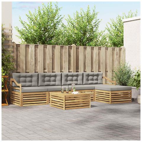 Set di divani da esterno 6 pcs Bianco e Grigio Chiaro - Foto 2