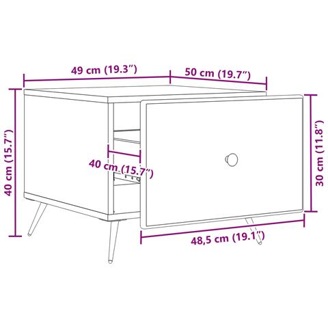 Tavolino da salotto con cassetto Rovere Fumo 49 x 50 x 40 cm - Foto 9