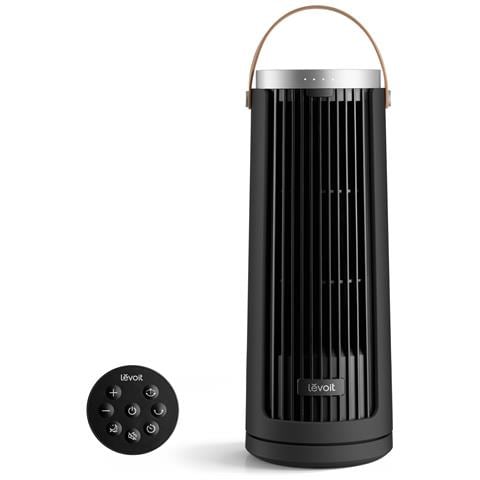 Windi Mini Ventilatore a torre, 7,0 m /s, 5 velocità, timer da 1 a 12 ore, oscillazione di 90°, portatile, ideale per l’uso sulla scrivania - Foto 1