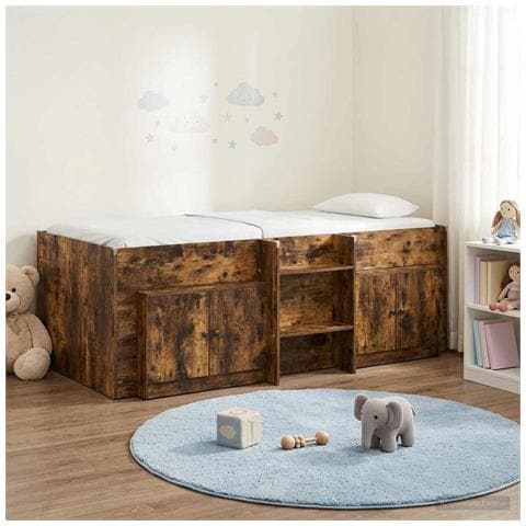 Struttura Letto Loft con Mobile con porta 3 pcs Rovere Fumo - Foto 2