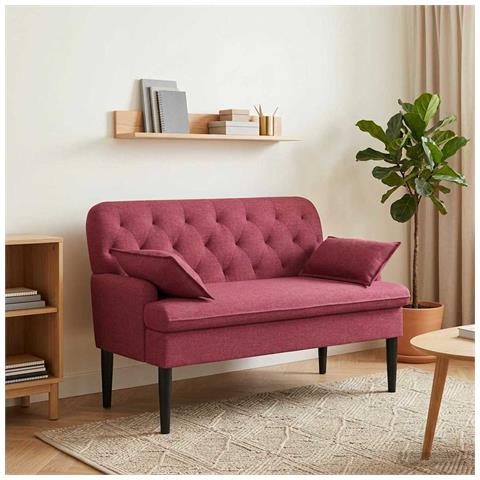 Loveseat con bottoni imbottiti Rosso Vino 111 x 68 x 80 cm - Foto 2