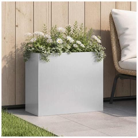 Vaso da giardino Argento 50 x 20 x 40 cm Acciaio zincato - Foto 2