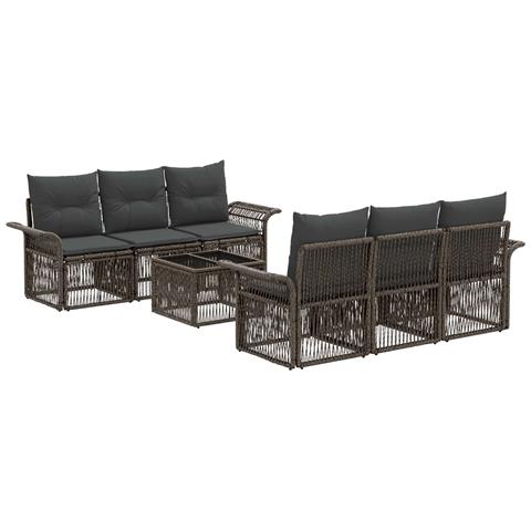 Set Divano da Giardino 7 pz Grigio polyrattan - Foto 1