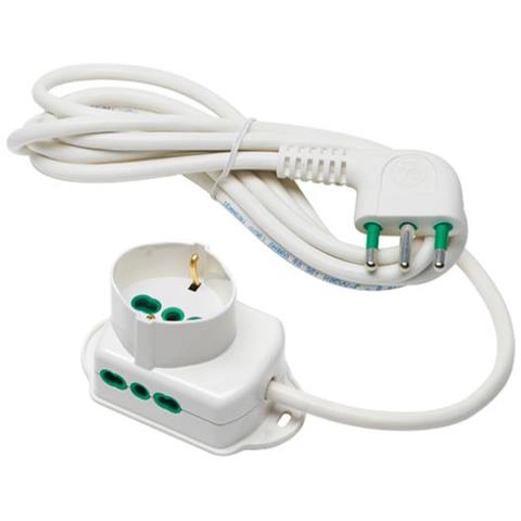 42107 prolunghe e multiple 3 m 2 presa (e) AC Verde, Bianco - Foto 1