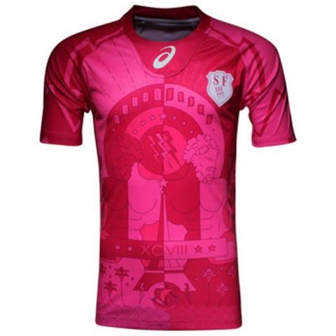 Asics 2015-2016 Stade Francais Away Asics Rugby Shirt XXL Adulto