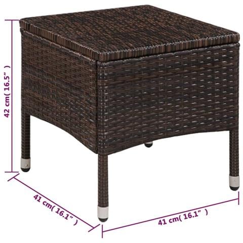 Sedia da Esterno con Sgabello e Cuscini in Polyrattan Marrone - Foto 2