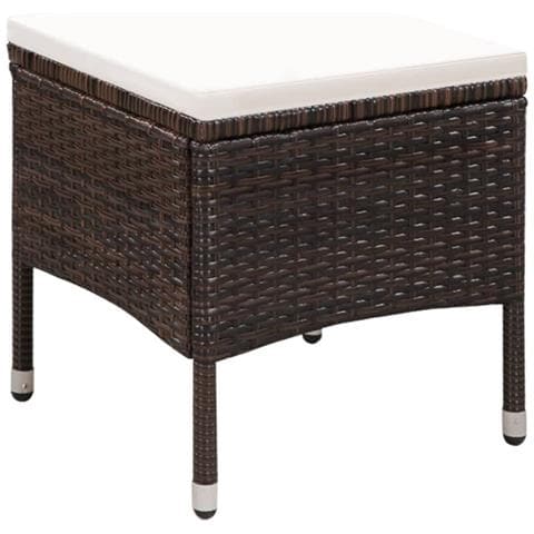 Sedia da Esterno con Sgabello e Cuscini in Polyrattan Marrone - Foto 5