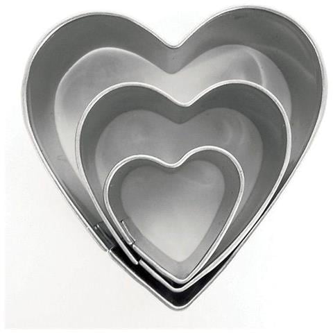 3 Mini Tagliabiscotti In Acciaio Inox - Cuori - Foto 2