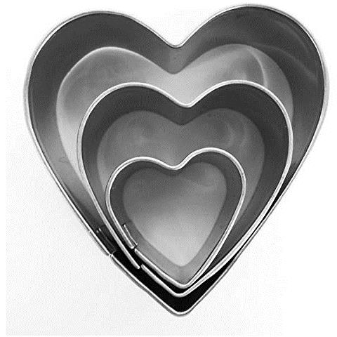 3 Mini Tagliabiscotti In Acciaio Inox - Cuori - Foto 1