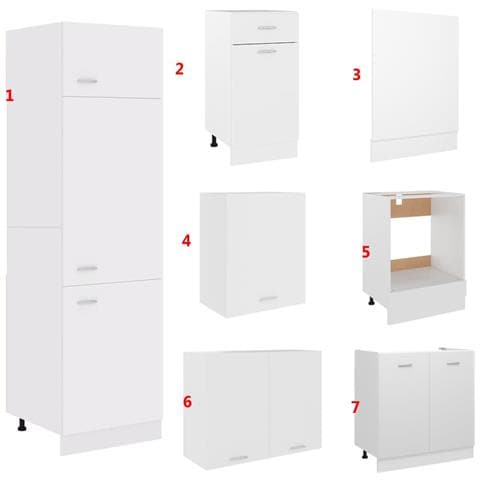Set Armadi da Cucina 7 pz Bianco in Truciolato - Foto 2
