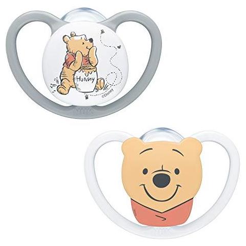 Spazio Bambino Dummy 0-6 Mesi Succhietti Con Ventilazione Supplementare Bpa-free Silicone Disney Winnie The Pooh 2 Conte - Foto 1