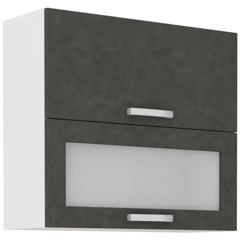 Mobile Alto Con 2 Ante Basculanti - L 80 X P 31,6 X H 72 - Grigio Opaco - Lassen - Foto 1