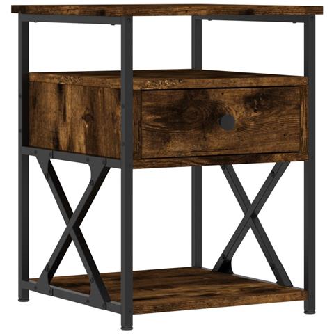 Comodino Rovere Fumo 40x42x55 Cm Legno Multistrato - Foto 1