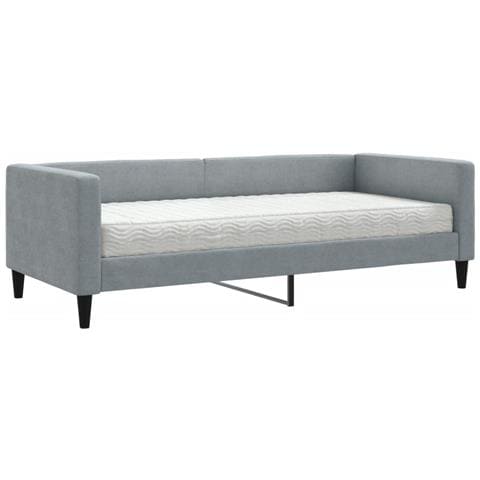 Divano Letto Con Materasso Grigio Chiaro 90x190 Cm In Tessuto - Foto 1
