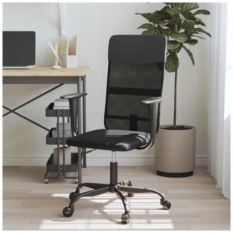 Sedia da Ufficio Altezza Regolabile Nera in Rete e Similpelle - Foto 9