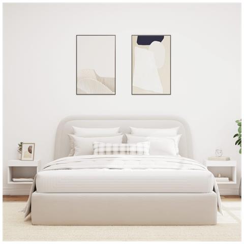 Comodini Con Luci Led A Parete 2pz Bianchi - Foto 3